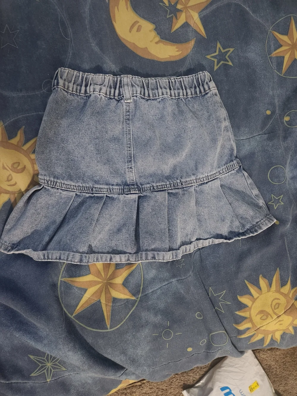 SHEIN Light Blue Denim Pleated Mini Skirt with Pocket